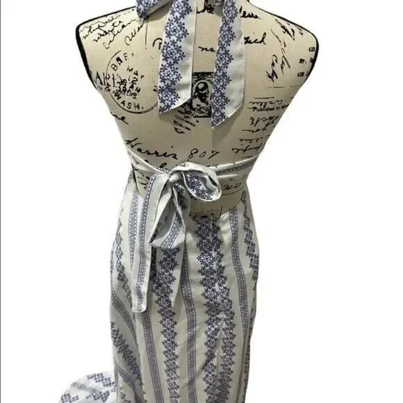 Hommage LA Dress Womens Medium Bohemian Blue Halter Maxi Ladies Cut Out Backless - Picture 15 of 15